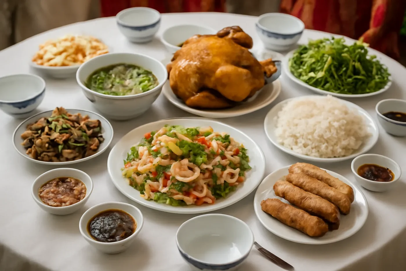 Bàn tiệc cưới Việt Nam bày các món theo lượt