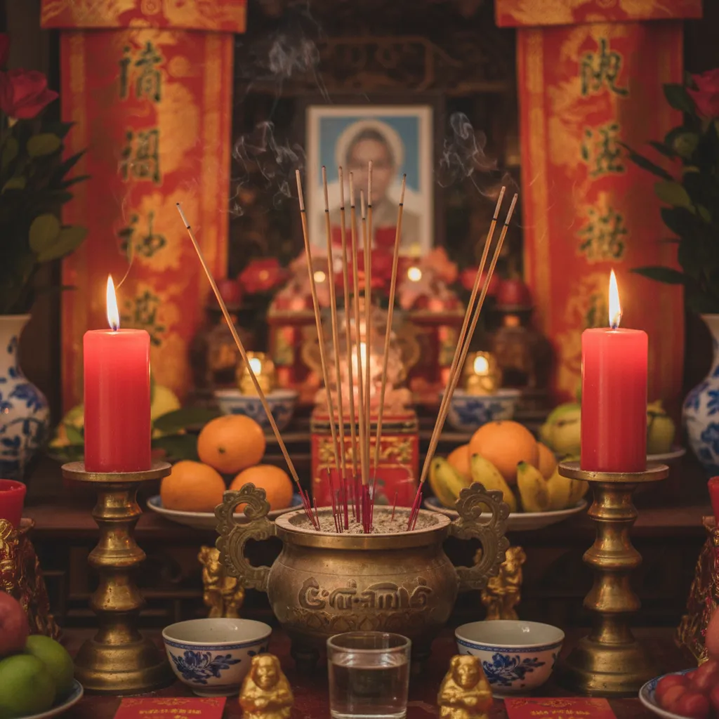 Nhang đèn trên mâm cúng khai trương